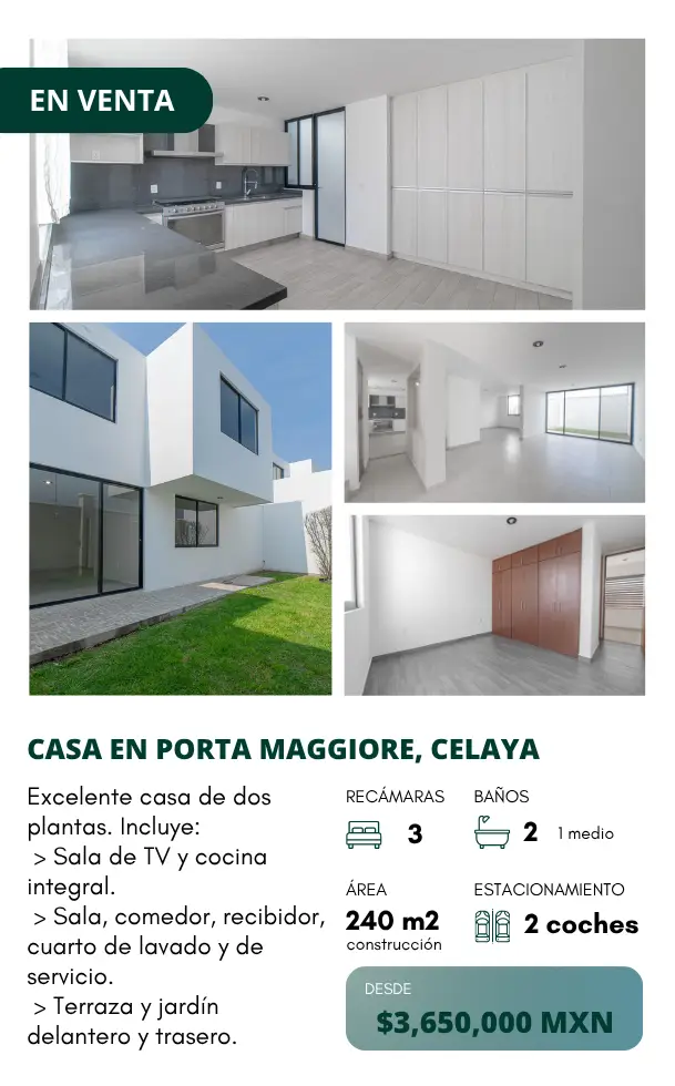venta de casa en porta maggiore - celaya queretaro y san miguel de allendede casa en porta maggiore - celaya queretaro y san miguel de allende - claudia fat bienes raices